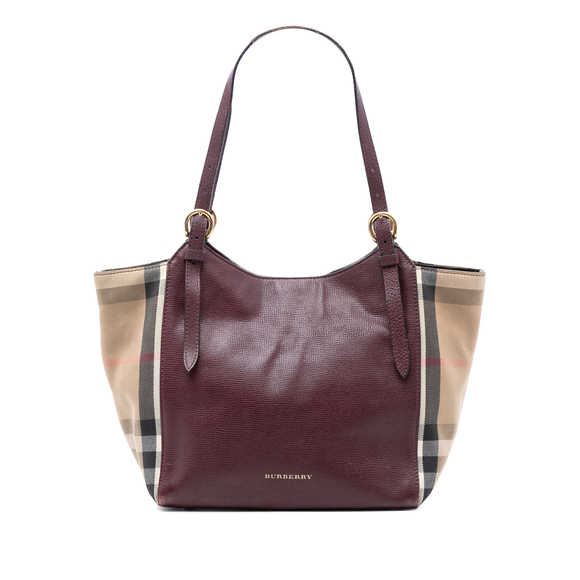 Pre-Loved Burberry Small Leather and House Check Canvas Canterbury Tote